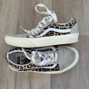 Vans Women's Leopard and White Sneakers